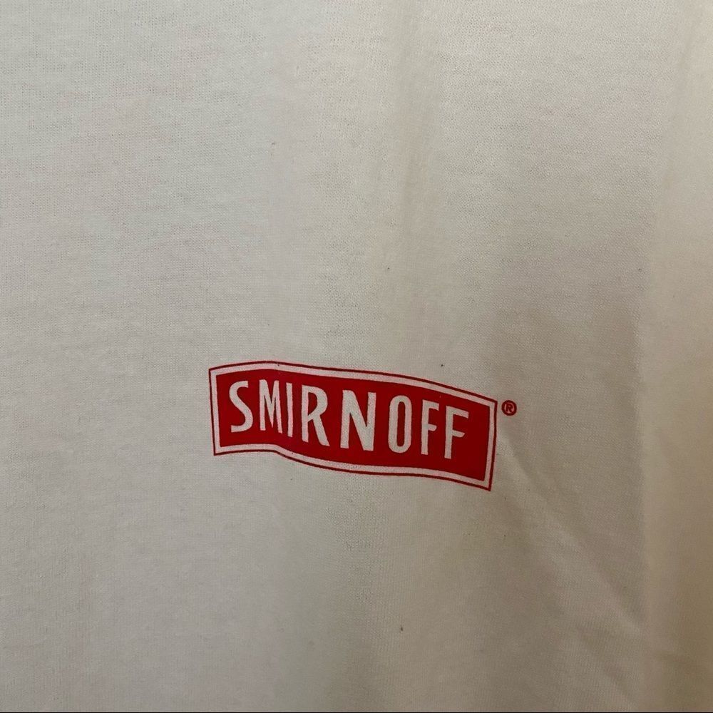Smirnoff Logo Tee Shirt Liquor Bartender Halloween White Red Simple Classic Crew - Picture 2 of 6